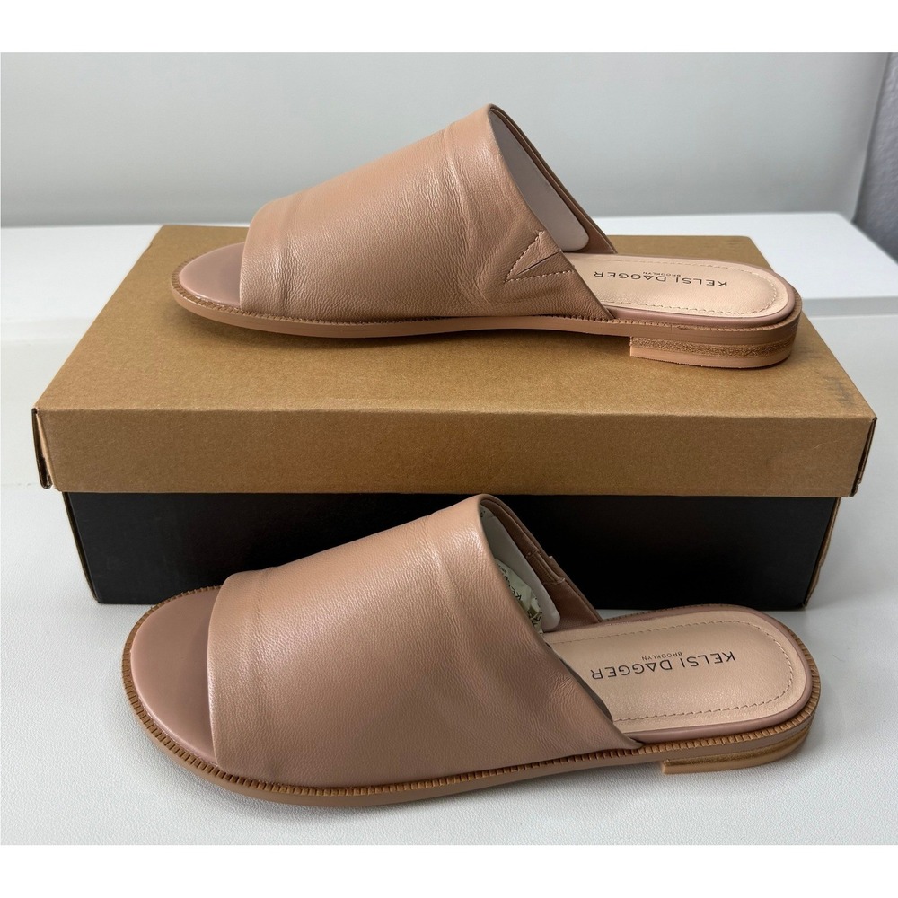 Kelsi Dagger Brooklyn Ruthie Pink Silky Nappa Leather Slide Sandals‎ 8.5M NEW